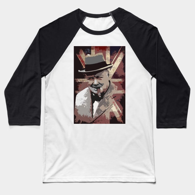 Sir Winston Churchill Baseball T-Shirt by oryan80